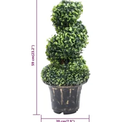 MAISON EXCLUSIVE - Plante de buis artificiel en spirale avec pot vert 59 cm