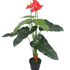 MAISON EXCLUSIVE - Plante artificielle avec pot anthurium 90 cm rouge et jaune