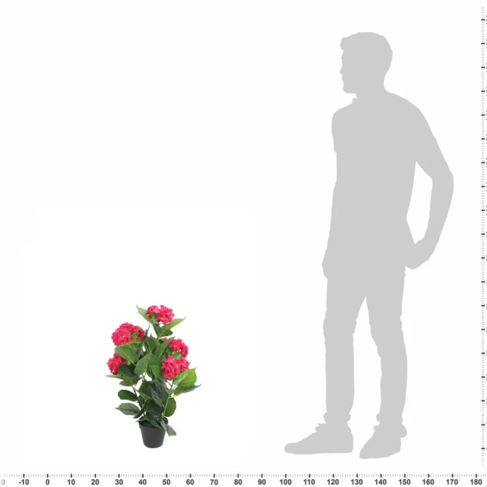 MAISON EXCLUSIVE - Plante hortensia artificielle avec pot 60 cm rouge