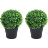 MAISON EXCLUSIVE - Plantes de buis artificiel 2 pcs avec pots boule vert 37 cm