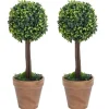 MAISON EXCLUSIVE - Plantes de buis artificiel 2 pcs avec pots boule vert 33 cm