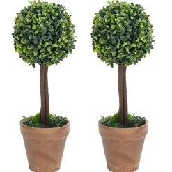 MAISON EXCLUSIVE - Plantes de buis artificiel 2 pcs avec pots boule vert 33 cm