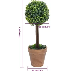 MAISON EXCLUSIVE - Plantes de buis artificiel 2 pcs avec pots boule vert 33 cm
