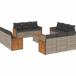 MAISON EXCLUSIVE - Salon de jardin avec coussins 13 pcs gris résine tressée