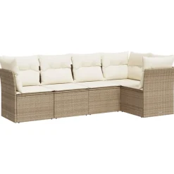 MAISON EXCLUSIVE - Salon de jardin avec coussins 5 pcs beige résine tressée