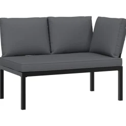 MAISON EXCLUSIVE - Salon de jardin 3 pcs avec coussins noir aluminium
