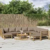 MAISON EXCLUSIVE - Salon de jardin 11 pcs avec coussins taupe bambou