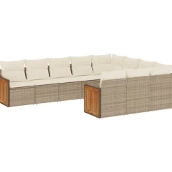 MAISON EXCLUSIVE - Salon de jardin avec coussins 10 pcs beige résine tressée