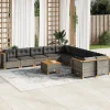 MAISON EXCLUSIVE - Salon de jardin 11 pcs avec coussins gris résine tressée