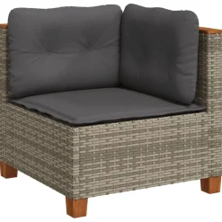 MAISON EXCLUSIVE - Salon de jardin 11 pcs avec coussins gris résine tressée