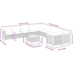 MAISON EXCLUSIVE - Salon de jardin 11 pcs avec coussins gris résine tressée