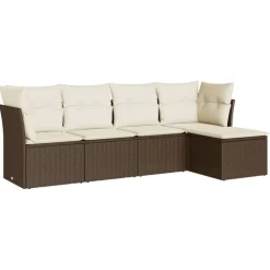 MAISON EXCLUSIVE - Salon de jardin avec coussins 5 pcs marron résine tressée