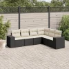 MAISON EXCLUSIVE - Salon de jardin 6 pcs avec coussins noir résine tressée