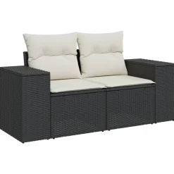 MAISON EXCLUSIVE - Salon de jardin 6 pcs avec coussins noir résine tressée