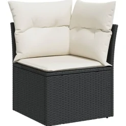 MAISON EXCLUSIVE - Salon de jardin 6 pcs avec coussins noir résine tressée