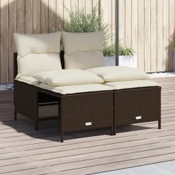 MAISON EXCLUSIVE - Salon de jardin 4 pcs avec coussins marron résine tressée