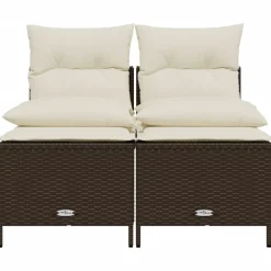 MAISON EXCLUSIVE - Salon de jardin 4 pcs avec coussins marron résine tressée