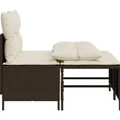 MAISON EXCLUSIVE - Salon de jardin 4 pcs avec coussins marron résine tressée