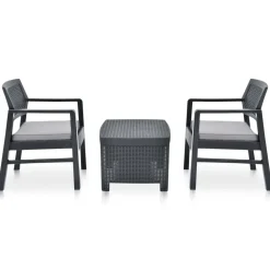 MAISON EXCLUSIVE - Salon de jardin 3 pcs plastique anthracite