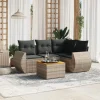 MAISON EXCLUSIVE - Salon de jardin 5 pcs avec coussins gris résine tressée