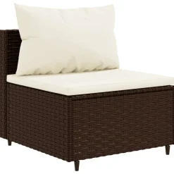 MAISON EXCLUSIVE - Salon de jardin 4 pcs avec coussins marron résine tressée