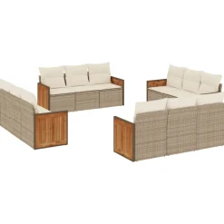 MAISON EXCLUSIVE - Salon de jardin avec coussins 12 pcs beige résine tressée
