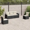MAISON EXCLUSIVE - Salon de jardin 5 pcs avec coussins noir résine tressée