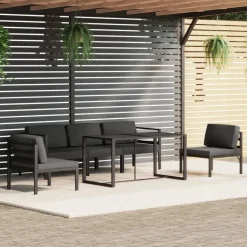 MAISON EXCLUSIVE - Salon de jardin 6 pcs avec coussins aluminium anthracite