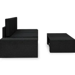 MAISON EXCLUSIVE - Salon de jardin 3 pcs résine tressée noir