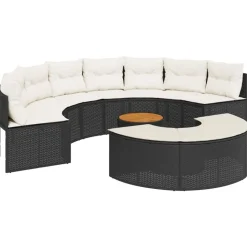 MAISON EXCLUSIVE - Salon de jardin 3 pcs demi-rond noir résine tressée