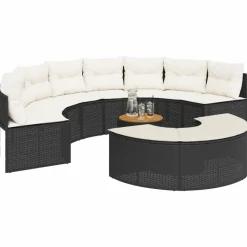 MAISON EXCLUSIVE - Salon de jardin 3 pcs demi-rond noir résine tressée