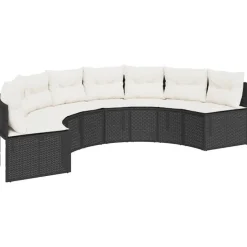 MAISON EXCLUSIVE - Salon de jardin 3 pcs demi-rond noir résine tressée