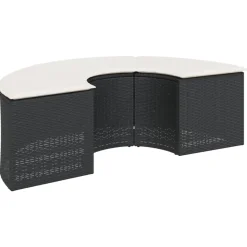 MAISON EXCLUSIVE - Salon de jardin 3 pcs demi-rond noir résine tressée