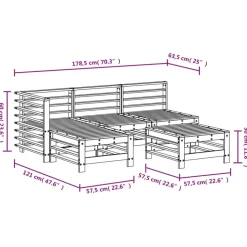 MAISON EXCLUSIVE - Salon de jardin 5 pcs bois massif de pin