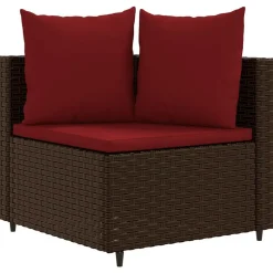 MAISON EXCLUSIVE - Salon de jardin 4 pcs avec coussins marron résine tressée