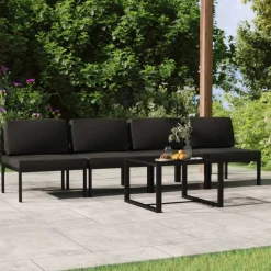 MAISON EXCLUSIVE - Salon de jardin 5 pcs avec coussins aluminium anthracite