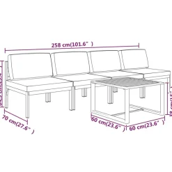 MAISON EXCLUSIVE - Salon de jardin 5 pcs avec coussins aluminium anthracite