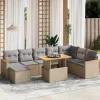 MAISON EXCLUSIVE - Salon de jardin avec coussins 9 pcs beige résine tressée