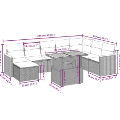 MAISON EXCLUSIVE - Salon de jardin avec coussins 9 pcs beige résine tressée