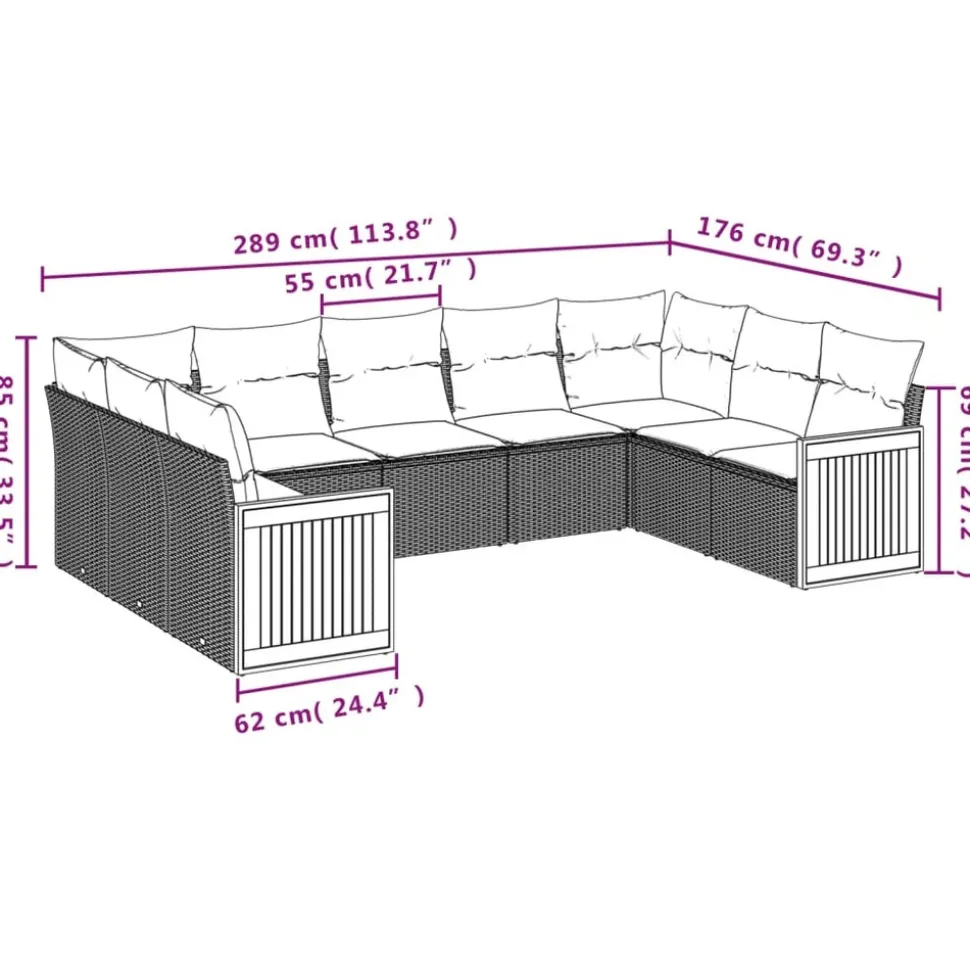 MAISON EXCLUSIVE - Salon de jardin avec coussins 9 pcs beige résine tressée