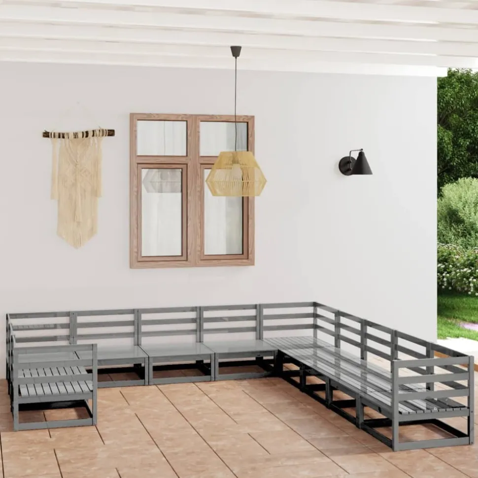 MAISON EXCLUSIVE - Salon de jardin 11 pcs bois de pin massif