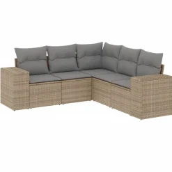 MAISON EXCLUSIVE - Salon de jardin avec coussins 5 pcs beige résine tressée