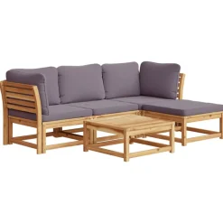 MAISON EXCLUSIVE - Salon de jardin avec coussins 5 pcs bois d'acacia solide
