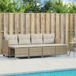 MAISON EXCLUSIVE - Salon de jardin avec coussins 5 pcs beige résine tressée