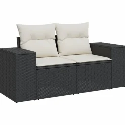 MAISON EXCLUSIVE - Salon de jardin 6 pcs avec coussins noir résine tressée