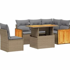 MAISON EXCLUSIVE - Salon de jardin avec coussins 6 pcs beige résine tressée