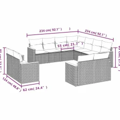 MAISON EXCLUSIVE - Salon de jardin 11 pcs avec coussins noir résine tressée