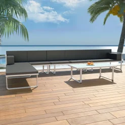 MAISON EXCLUSIVE - Salon de jardin 5 pcs textilène aluminium noir