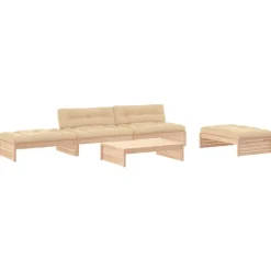 MAISON EXCLUSIVE - Salon de jardin 5 pcs avec coussins bois massif