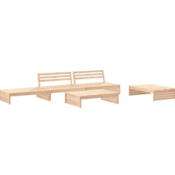 MAISON EXCLUSIVE - Salon de jardin 5 pcs avec coussins bois massif
